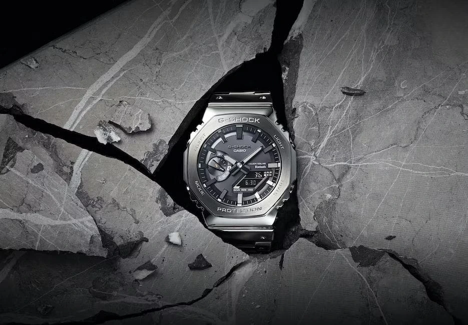 Casio G-Shock Full Metal photographed in a stone setting